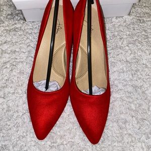Red Suede Pointed Toe Heels